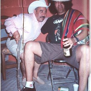 Everado Santana Mejia  Big Dave Burleigh on the set of Two Drunk Mexicans pending film 2002 Xalapa Veracruz Mexico