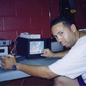 Big Dave Burleigh on set in Toronto Ontario Canada as a 24Frame VideoMan Assistant Circa Dec1994  Jan1995