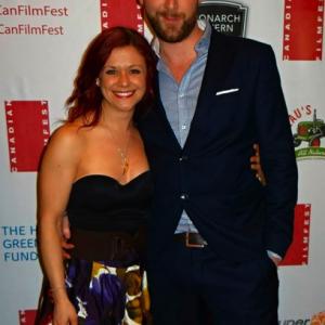 Nick Smyth and Caleigh Le Grand at red carpet event for Late Night Double Feature
