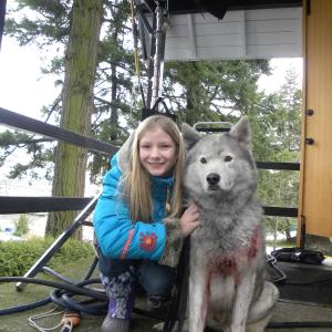 ErikaShaye with Cody the wolf in The Bread of Heaven