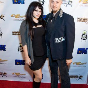 Lauren Landa and Taliesin Jaffe at the premiere of Con Artists
