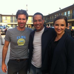 On set of Perception with Eric McCormack and Rachael Leigh Cook!