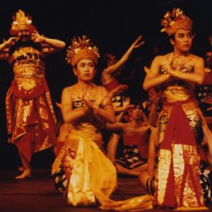 Balinese Kecak, 1995. Lee is the one who kneels, playing Trijata in Balinese Kecak 