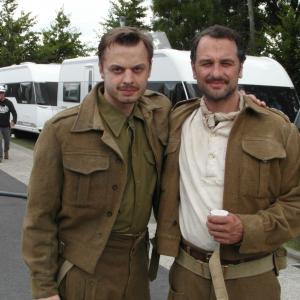Maximilien Poullein alongside Matthew Rhys on the set of En mai fais ce quil te plat Darling Buds of May by Christian Carion