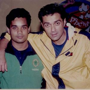 With Bobby Deol during shooting of Aashiq