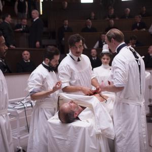 Still of Michael Angarano Eric Johnson Clive Owen Louis Butelli Eve Hewson and Andr Holland in The Knick 2014