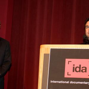 Actor Morgan Freeman presenting the IDA Award to Marcelo Bukin DGADirectors Guild of America Theater Hollywood