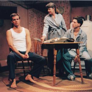 Scott Rollins as Biff Loman Carol Chittum as Linda Loman and David Hart as Happy Loman DEATH OF A SALESMAN The Generic Theater Norfolk VA 1999