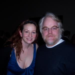 Philip Seymour Hoffman and Katy Sullivan  Opening night of THE LONG RED ROAD