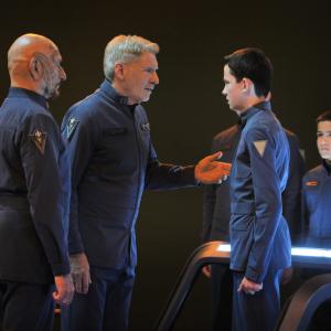Still of Harrison Ford, Ben Kingsley, Aramis Knight and Asa Butterfield in Enderio zaidimas (2013)