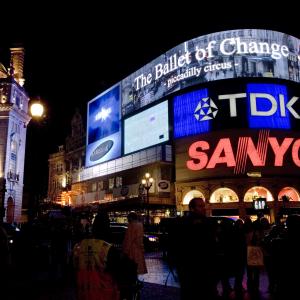 Paul Atherton's, The Ballet of Change: Piccadilly Circus, screening on the Coca-Cola Billboard, London, 23 November 2007.