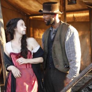 Robin McLeavy as Eva with Common as Elam in Hell On Wheels