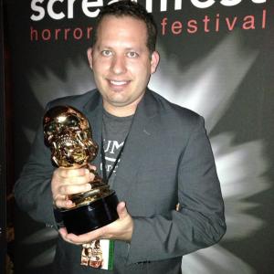 Director Brian Thompson at Screamfest 2012 Holding the Golden Skull  Winner Best Short
