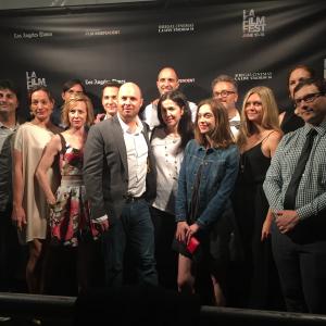 Cast and crew of Marc Meyers HOW HE FELL IN LOVE at its LA Film Festival premiere