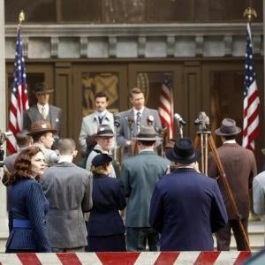 Still of James D'Arcy, Chad Michael Murray, Dominic Cooper and Hayley Atwell in Agent Carter (2015)