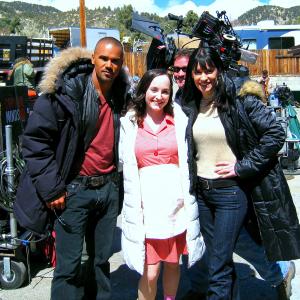 On the set of Criminal minds with Paget Brewster and Shemar Moore.