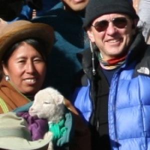TV director Ian Stevenson directs The Discovery Channels Bone Detectives on location in Bolivia Pictured in blue parka with local woman More at wwwianstevensontv