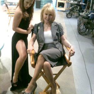 Spoof on Angelina Jolie Leg Tour Trish Cook as Angelinas Manager on set  Paramount Studios May 2012