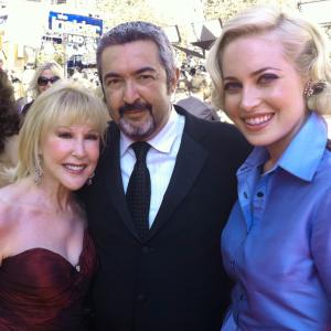 On Red Carpet @ Emmy Awards, pictured with '24' Director Jon Cassar and actress from 'The Kennedys'. Jon Cassar will be directing new Western starring Keifer Sutherland and Donald Sutherland. Sept. 2011.