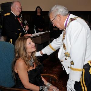 Adrienne Papp is being Knighted into a Lady  Dame by the Duke of Belgium His Grace Michael Schmickrath on October 23 2010 in Los Angeles