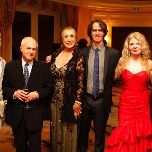 From left to right:.Sandra Costa; Jay Roach,Writer, Director, Producer; Adrienne Papp, Publicist, Producer; Gary Goetzman, Producer, Writer at the 2012 Caucus Closed Dinner event.