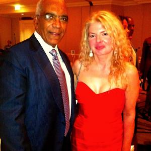 Adrienne Papp of Atlantic Publicity with Stan Lathan at the Annual Caucus for Producers Writers and Directors december 2012 LA CA
