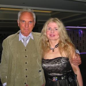 Adrienne Papp of Atlantic Publicity and Terence Stamp at the 2012 International Press Academy December 16 2012 LA