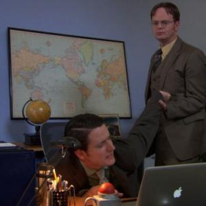 Still of Rainn Wilson and Zach Woods in The Office (2005)
