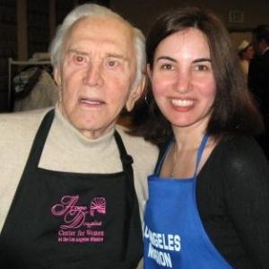 Volunteering with legendary actor Kirk Douglas at the Los Angeles Mission Thanksgiving Meal for the Homeless