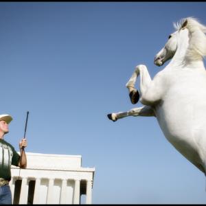 Wayne McCormack and Blanco Shadowfax horse off Lord of the Rings Washington DC