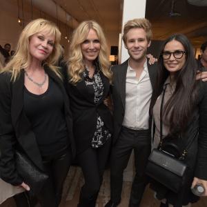 LOS ANGELES, CA - MAY 09: (L-R)Actress Melanie Griffith, producer Alana Stewart, artist Bryan Fox, and actress Demi Moore attend We. Alone. a photography exhibit by Bryan Fox at Think Tank Gallery on May 9, 2015 in Los Angeles, California.