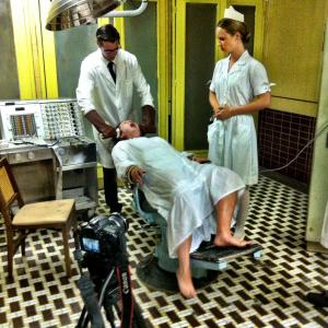 On the set of The Whispering Dead as Nurse Childers with Hunter Williams Brooke Johnson and Sewell Whitney