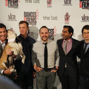 At Dances with Films for the LA premiere of Feeding Mr Baldwin  Laird Macintosh Buster the Dog Andrew Donnelly Will Prescott Anil Margsahayam and Dalton Leeb