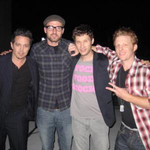 On the set of the 901 Tequila Commercial 'Improved by Use' - Gary Wolf, Justin Timberlake, Dalton Leeb, and Doug Kraft