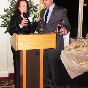 Joe Sernio Accepts The Robert Pastorelli Rising Star Award From The Sister of The Late Robert Pastorelli