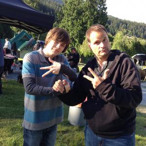 Brendan Meyer and Peter DeLuise on the set of Cedar Cove.