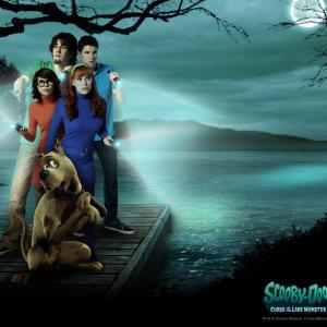 Still of Robbie Amell, Kate Melton, Nick Palatas and Hayley Kiyoko in Scooby-Doo! Curse of the Lake Monster (2010)