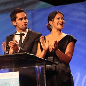 Luis Jose Lopez l and Gina Rodriguez presenting at the 2011 Imagen awards in Beverly Hills