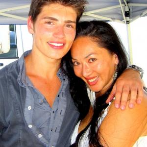With Greg Sulkin  Wizards of Weaverly Place  on set of White Frog