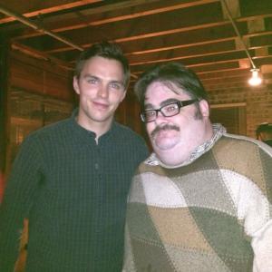 With Nicholas Hoult on the set of  Dark Places 