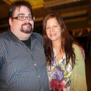 With Marcia Gay Harden on the set of  The Mist 