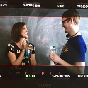 Nathan Adloff and Molly Shannon on the set of MILES.