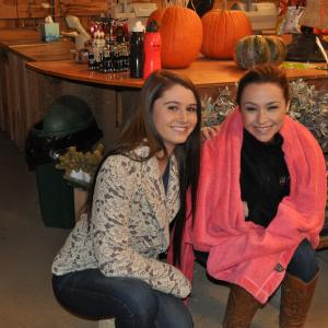 Courtney Baxter and Danielle Harris on the set of Hallows Eve November 2011