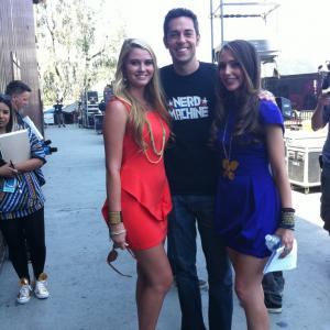Courtney Baxter Zachary Levi and Jessica Rothenberg filming a skit for the 2011 Teen Choice Awards