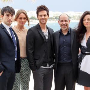 Blake Ritson Laura Haddock Tom Riley writer David S Goyer and Lara Pulver attends photocall for the TV serie Da Vincis Demons at MIP TV 2013 on April 8 2013 in Cannes France