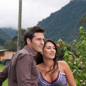With Costar Monica Gomez on location in Colombia for Alla Te Espero