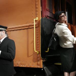 Paul Rynkiewicz & Angela Iannone on location at the East Troy Electric Railroad Museum, Wisconsin, for the film GOLDDIGGER, May 2011