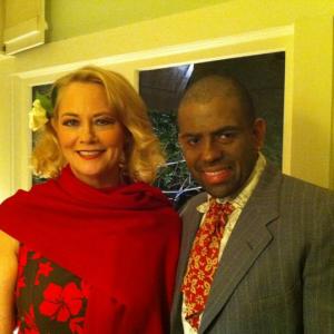 Cybill Shepherd (Annie) and Eliezer Ortiz (The Gypsy) on the set of the film Annie and The Gypsy.