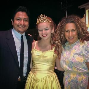 Omar Leyva, Morgan Saylor, and Diana Maria Riva, on the set of Disney's McFarland USA