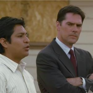 Omar Leyva with Thomas Gibson  Still from episode Catching Out of Criminal Minds